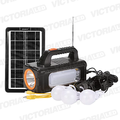 KIT SOLAR PORTATIL LINTERNA/3FOCOS3W/USB/RADIO/MP3/BLUETOOTH