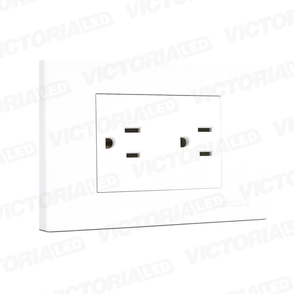 TOMACORRIENTE DOBLE 16A 125/250V PC BLANCO 10U/C