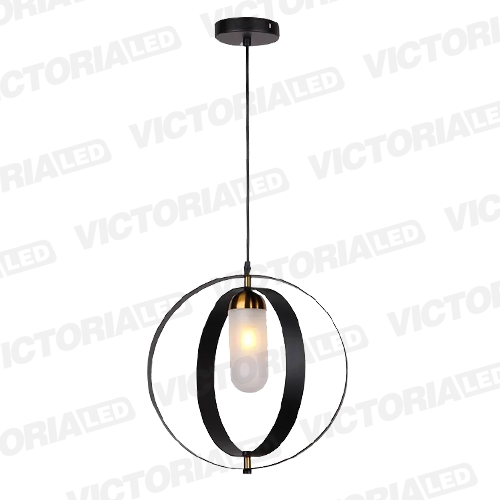 [JM10039A] LAMPARA DECORATIVA DE TECHO 1*E27 METAL VIDRIO BLACK