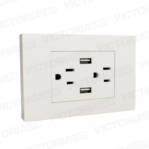 [VL-TM2+2B] TOMACORRIENTE DOBLE + USB*2 16A 125/250V PC BLANCO 5U/C